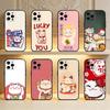 NWE YEAR Lucky Cats  Phone Case For iPhone17,16,15,14,13,12 Plus,Max Soft Silicone Black Cover