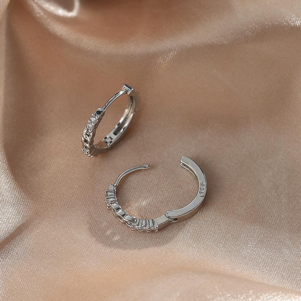 Simple Metal Earrings For Women, French Personalized Accessories, Versatile Earrings, Zircon Earrings, Ear Buckles.