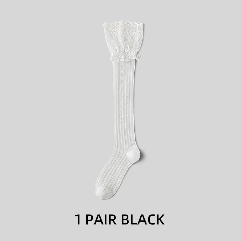 Women's Floral Lace Calf Socks Lolita Girls Thigh High Over Knee Stockings Retro Warm Boot Socks JK Style