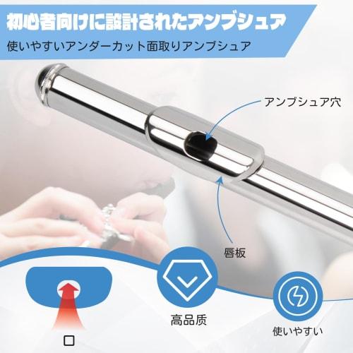 BQKOZFIN 16-Hole C Key Flute Beginner Set, Woodwind Instrument, Silver-Plated Cupronickel, for Brass Bands, Beginner's Set, Practice Set, 16-Hole C Ke