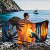 1 ud. Toalla de Playa Oversize Brisa Tropical -Poliéster de Microfibra Suave de Rápida Absorción, Vibrante Estampado de Escena de Playa al Atardecer con Palmera