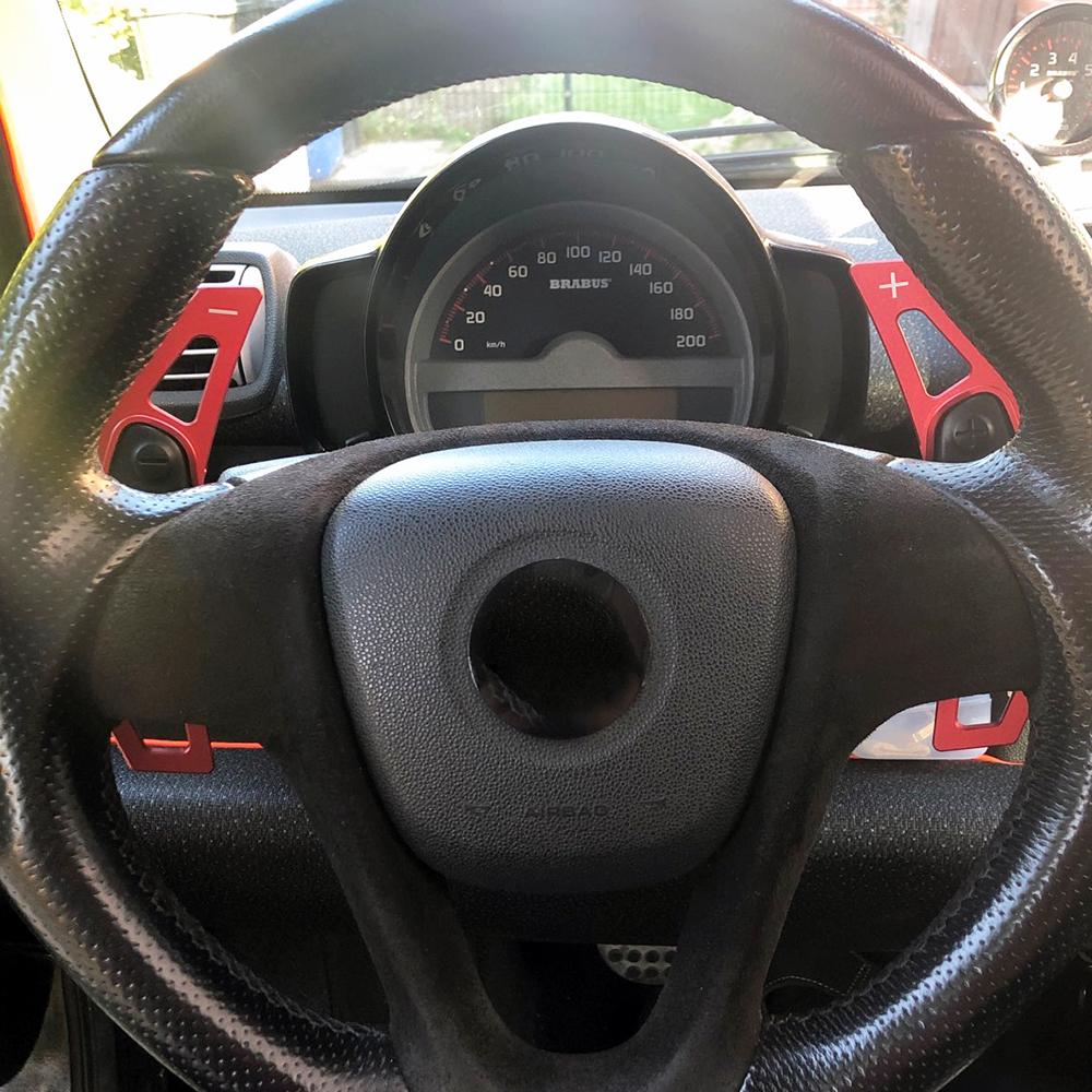 Aluminium Alloy Steering Wheel Shift Paddles Car Steering Wheel Shift Paddle Extension for Smart 451 453 Fortwo 2009-2017