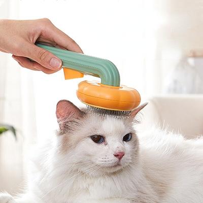 Pumpkin Self Cleaning Slicker Comb for Dog Cat Puppy Rabbit Grooming Brush Tool Gently Removes Loose Undercoat Tangled Hair