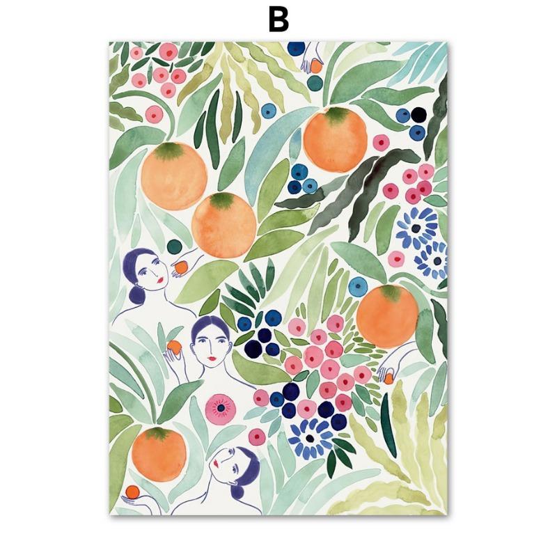 Boho Tulip Vase Woman Flowers Abstract Vintage Posters Prints Wall Art Canvas Painting Club Bar Wall Pictures Living Room Decor