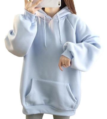 [link bleu] Link Blue Kapuzenpullover, Oversized, Mit Kapuze, Fleecegefüttert, Langarm, Einfacher Stil, Damen (XXL, Blau)