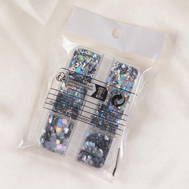 6 Kratek Wzmacnianie Paznokci Laserowy Brokat do Paznokci Błysk Wzory Geometryczne Ozdoba do Paznokci Charms do Paznokci Narzędzia do Manicure DIY