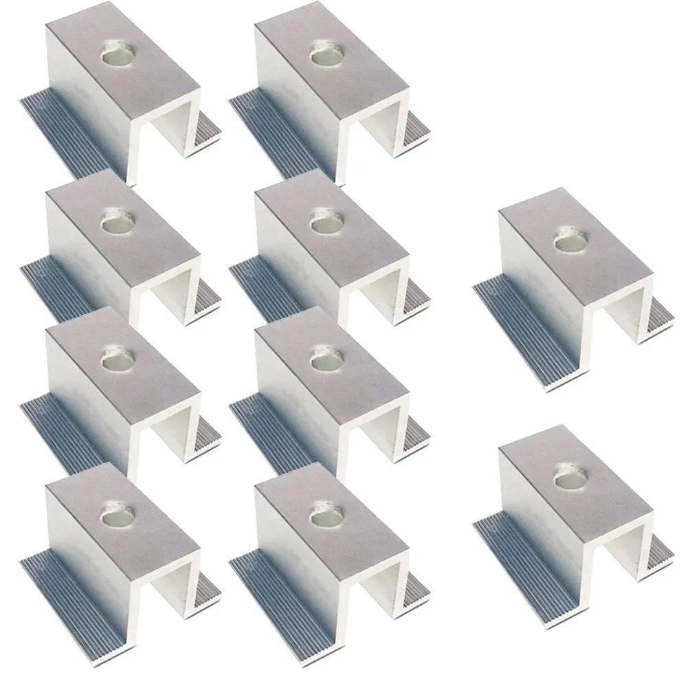 10Pcs Solar Middle Clamp PV Aluminum Alloy Solar Panel 40/50/80MM Solar Photovoltaic Bracket For Most Frame Modules Accessories