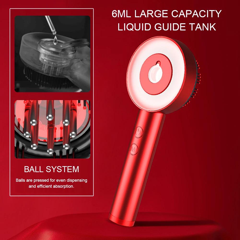 Electric Vibration Massage Comb Red Light Hair Follicle Comb Scalp Oil Liquid Applicator Head Massager Hair Growth Anti Loss