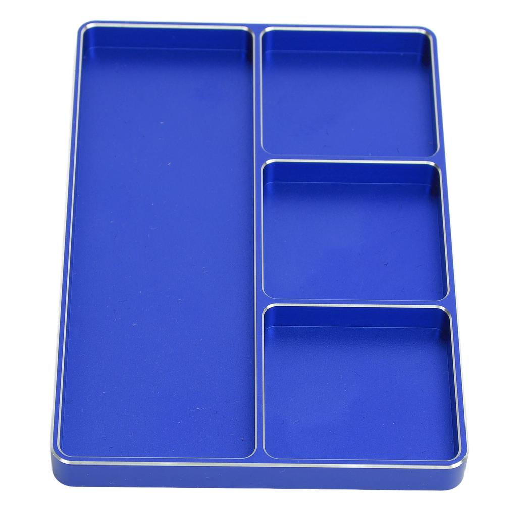 RC Repair Screw Tray 4 Grids Aluminum Alloy Screw Tray with Magnetic Pad for 1/10 1/8 RC Car RC Airplanes