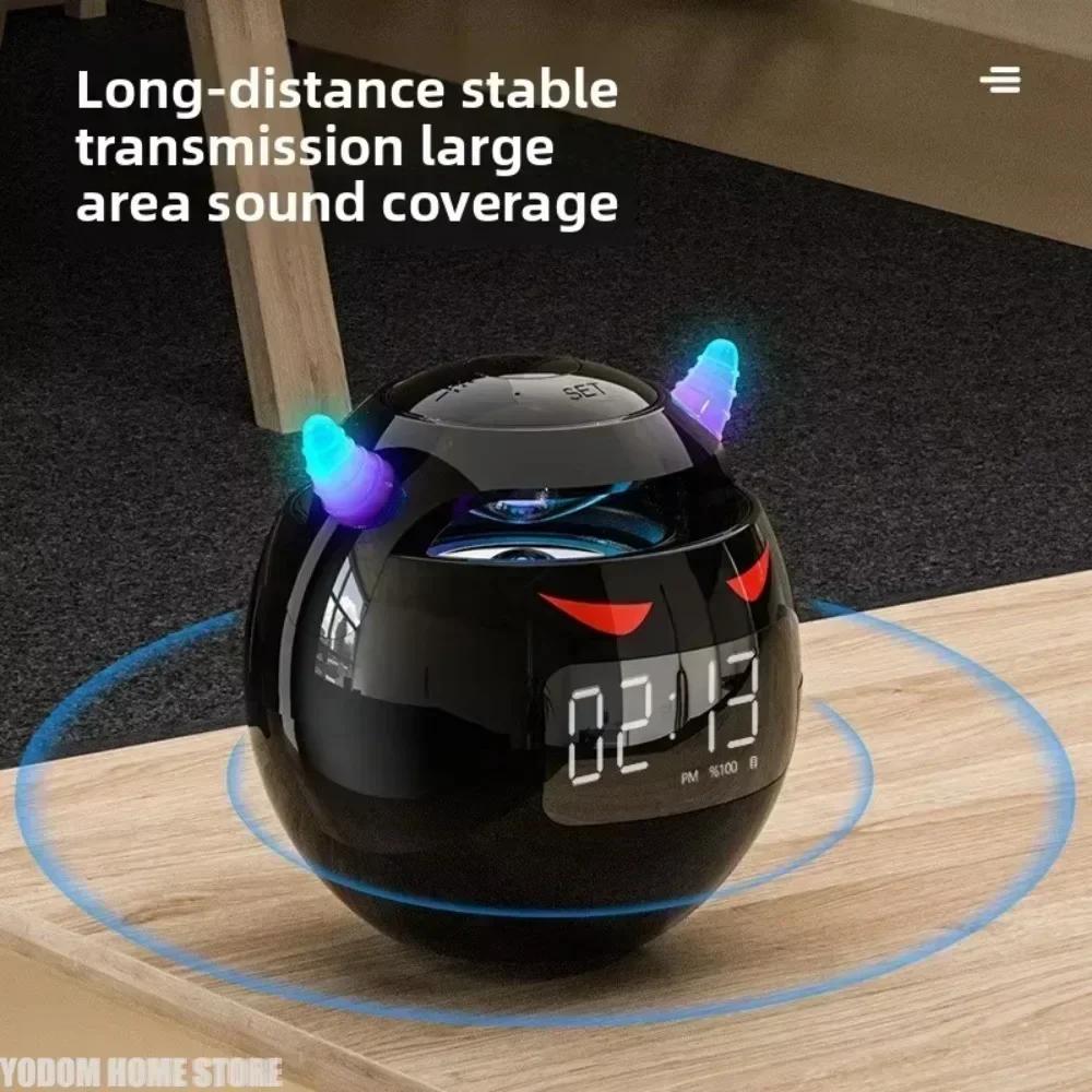 Spherical Bluetooth Speaker LED Digital Dual Alarm Clock with Voice Call Portable Wireless Audio Device for Home Bedroom
