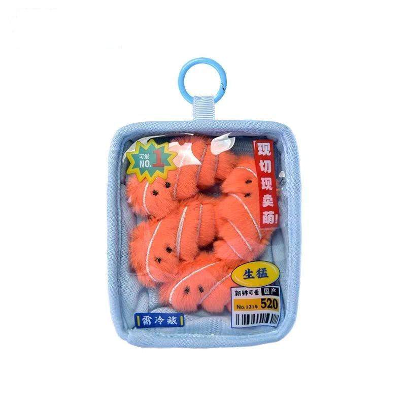 Cute Simulation Salmon Octopus Plush Keyring Soft Seafood Vegetable Bag Charm Unique Party Gift for Kids
