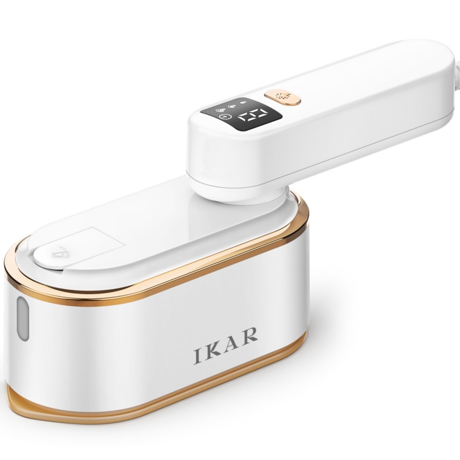 

Steam Clothes Dry iron on a Removes Stands up in 10 steam amount LED Handle rotates 150ml large capacity Handy Portable Time Water leak Overheating