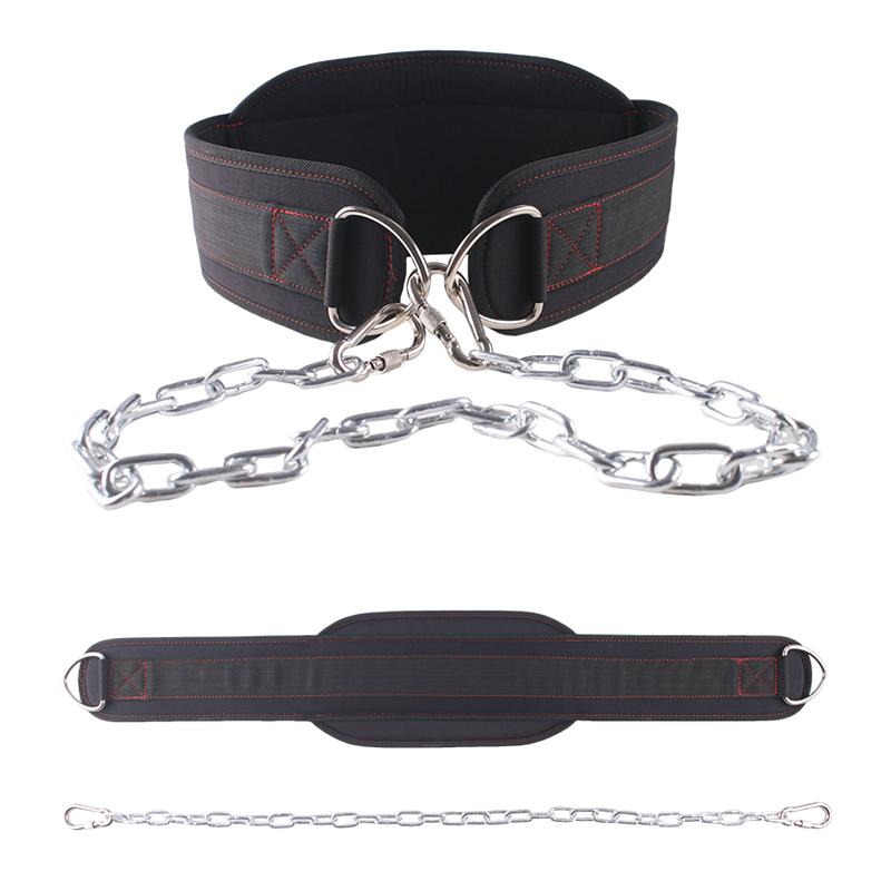 Black Thick Dip Belt for Weightlifting training,Pull Ups Belt with chain,Powerlifting and Bodybuilding Workouts Waist Protection