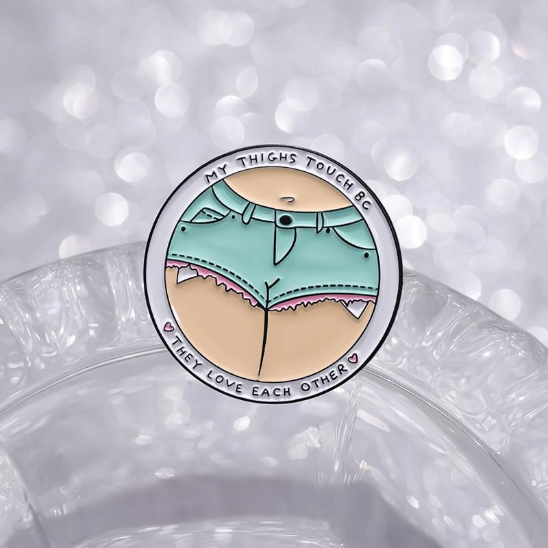 Creative Geometric Letter Brooch For Fashionable Denim Shorts Unique Metal Badge Design