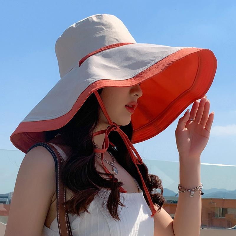 Hat women's bucket hat summer oversized brim sun protection hat UV protection outdoor sun hat foldable sun hat