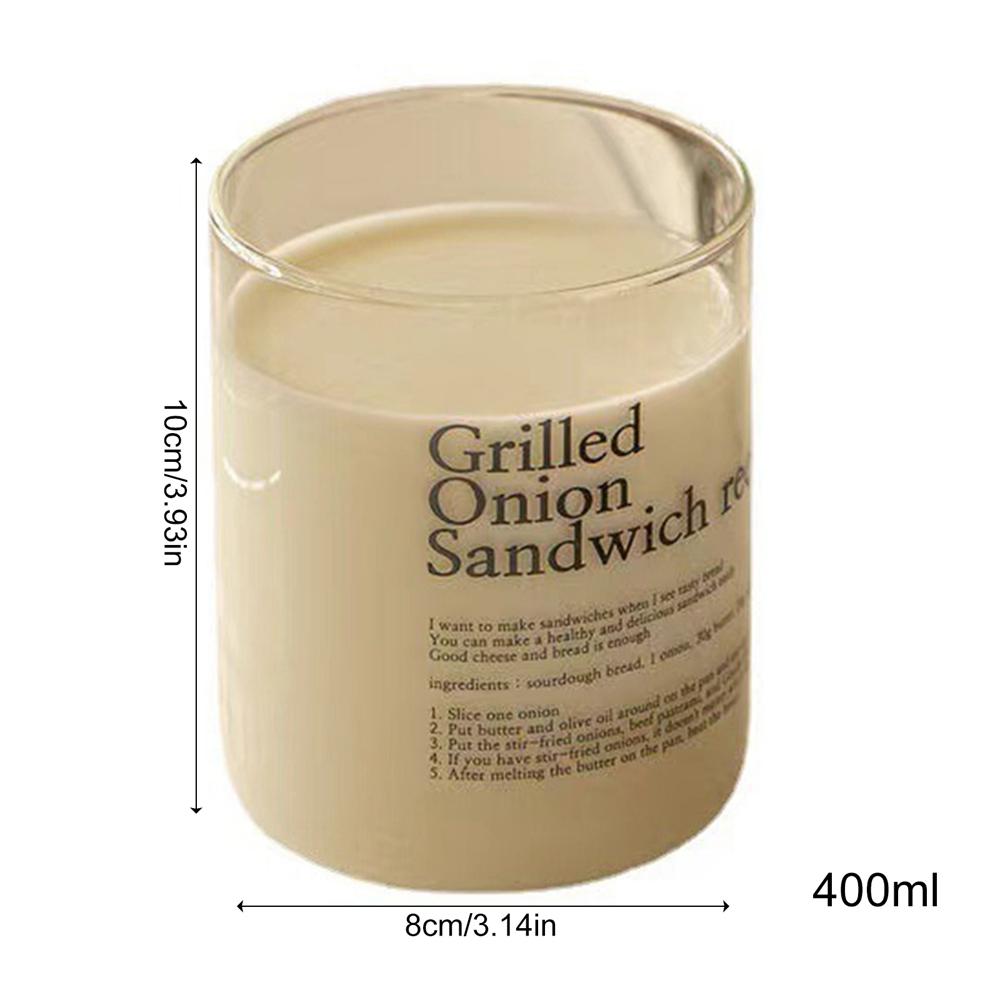 

Прозрачная стеклянная чашка с печатными буквами, термостойкая, кофейная, молочная, для завтрака, стаканы для питья, стакан для сока, воды 400ml