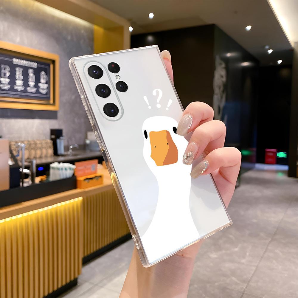 Dummy question mark duck mobile phone case is suitable for Samsung S23 mobile phone case, light and thin s25Ultra anti-drop transparent case s20.