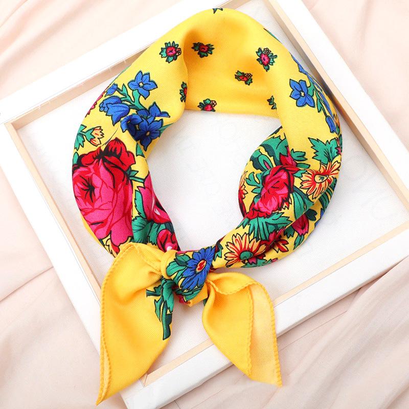 Women Square Scarf Ethnic Hijab Retro Handkerchief Head Wrap Head Scarves Muslim Floral Print Bandana Shawl Headscarf
