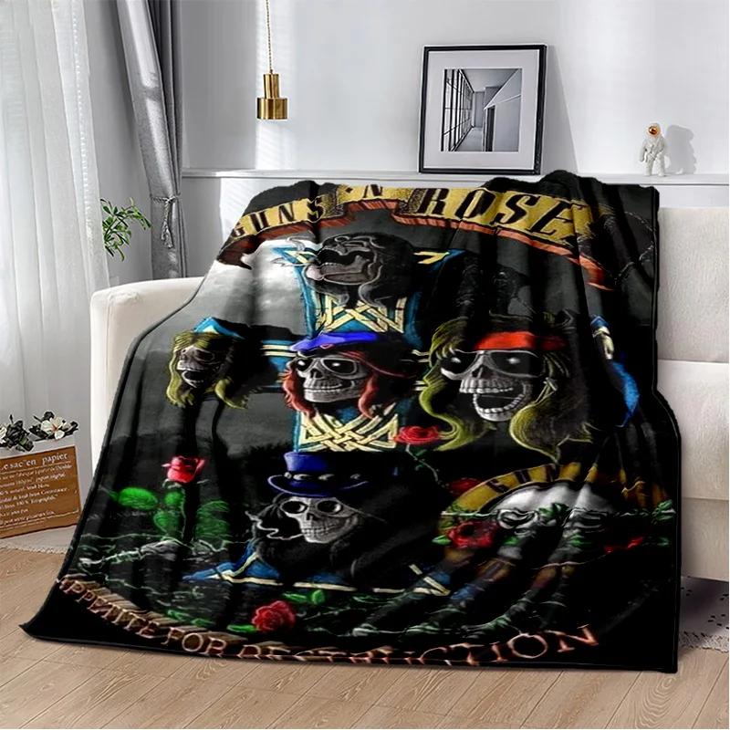Guns N Roses Hard Rock Band Blanket,Soft Throw Blanket for Home Bedroom Bed Sofa Picnic Travel Office Rest Cover Blanket Kids