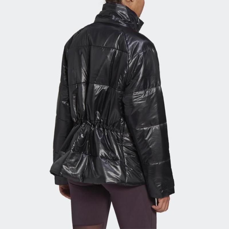 adidas Lockere Winddichte Warme Sport-Baumwolljacke mit Stehkragen für Damen Jacken Schwarz FT2549