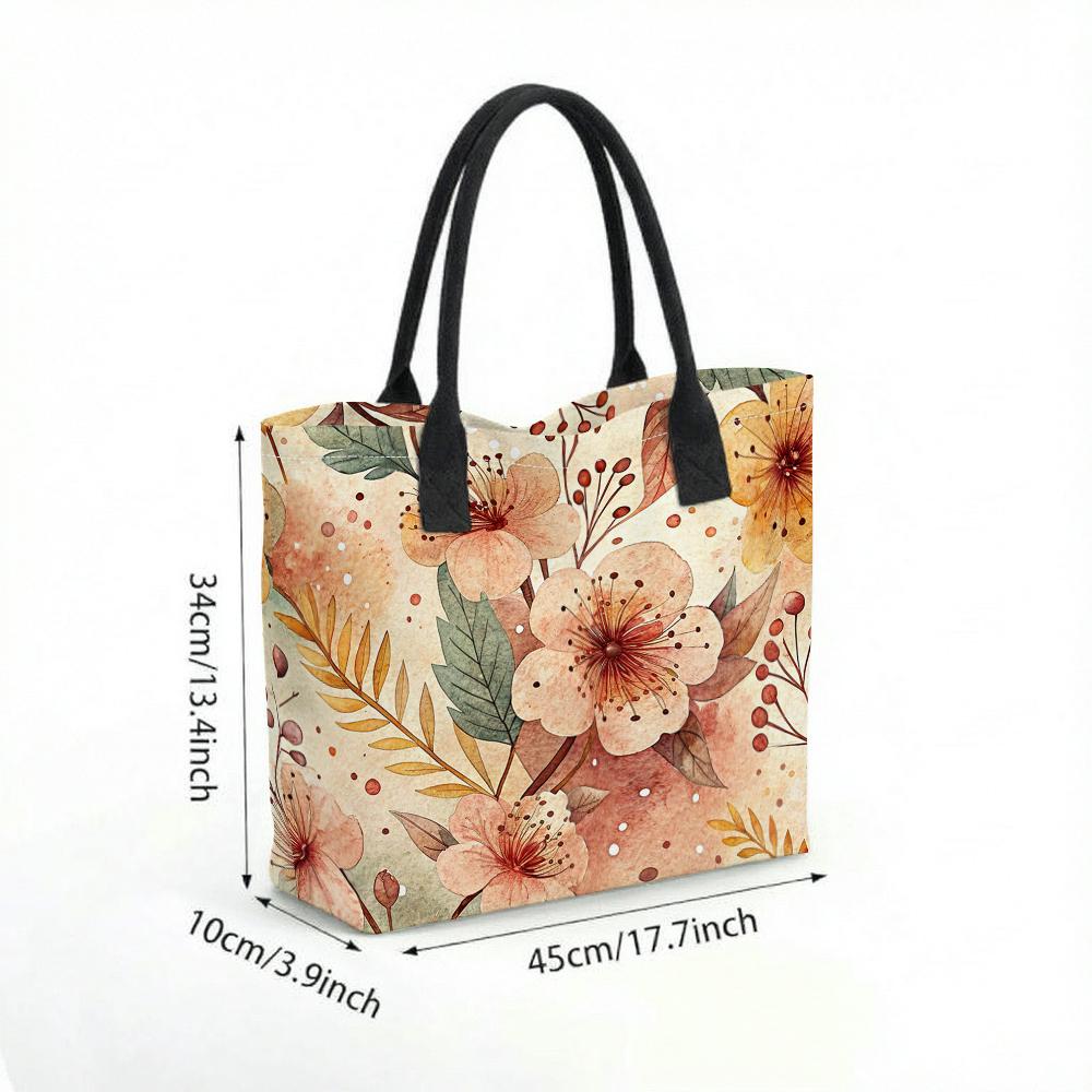 Watercolor Floral Print Casual Tote Bag for Daily Use