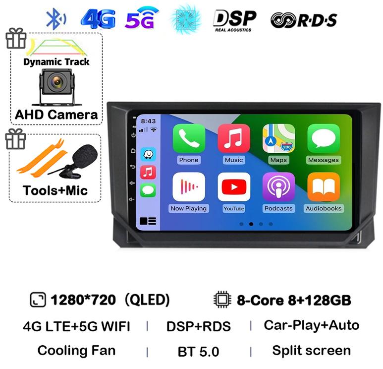 Android 14 Carplay Auto 4G+WIFI Car Radio for SEAT Ibiza 2017 2018 2019 2020 Stereo GPS Multimedia Video Player 360 Camera Audio