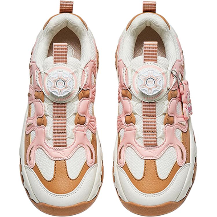 Anta Kids Synthetic Leather Fabric Comfortable Versatile Non-Slip Wear-Resistant Low-Top Casual Shoes Men Casual Shoes White Pink A22448829-1