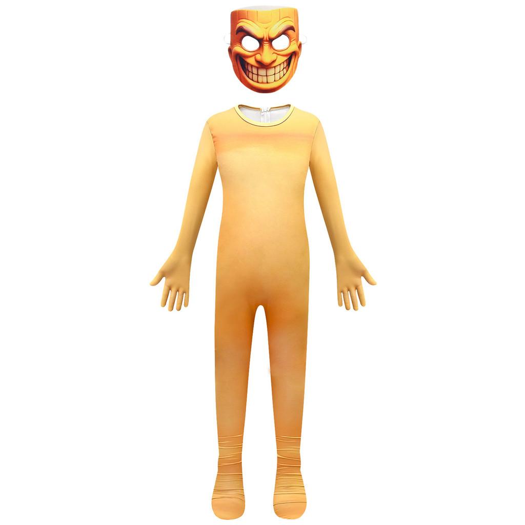 Kids Boys Brainrot Animals Tung Tung Tung Anime Cartoon Jumpsuit Mask Set Outfit Halloween Cosplay Costume