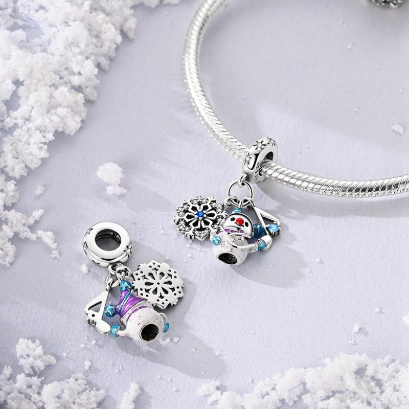 Charm 925 Silver Charms Pendant Santa Claus Christmas Tee Beads Fit Original Bracelet Necklace Charms Jewelry Gift