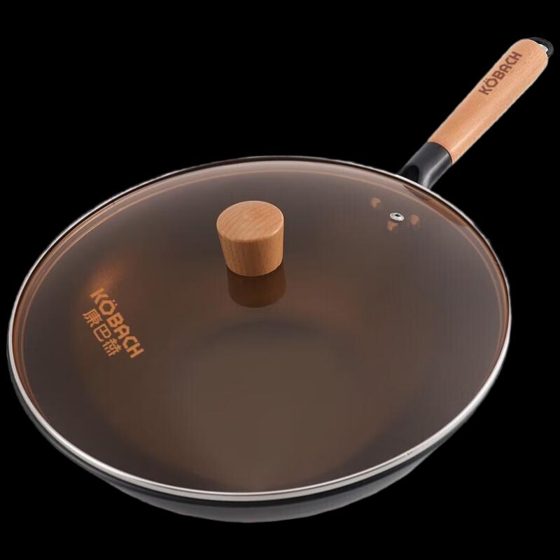 KOBACH 32cm Traditional Cast Iron Wok with Lid