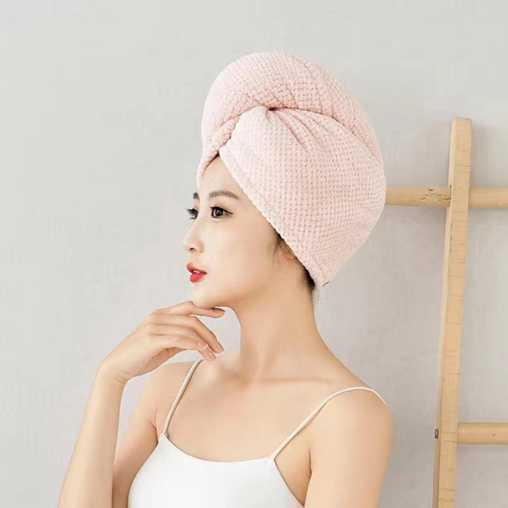 

Coral Dry Hair Cap Single Layer Absorbent Hair Hat New Wrapped Bath Caps розовый