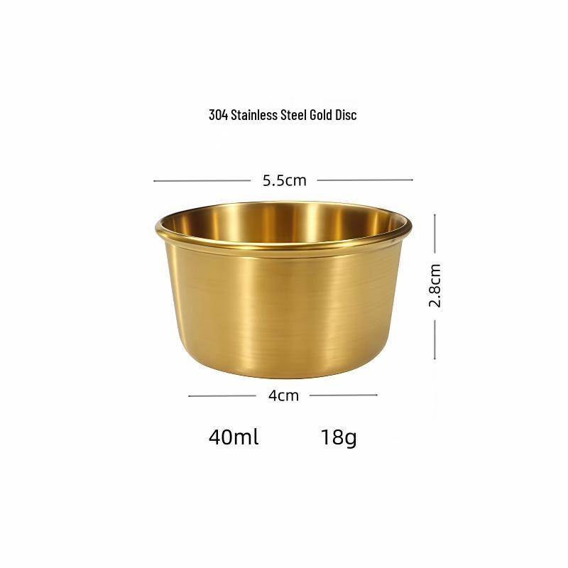 304 Stainless Steel Gold & Silver Dipping Sauce Cup, 1.4 oz Round Snack Bowl