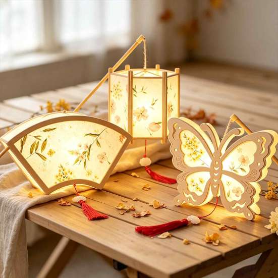Decorative Tassel Lanterns DIY Chinese Ancient Style Lantern Kit, Light Up Handheld with LED String & Festival Gift for Children Tassel, Rabbit