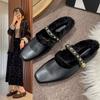 Fashion 2025 New Fashion Women Round Toe Flats Baotou Slippers with Velvet Matte Finish Single Casual Shoes Women Comfort Loafers Shoes