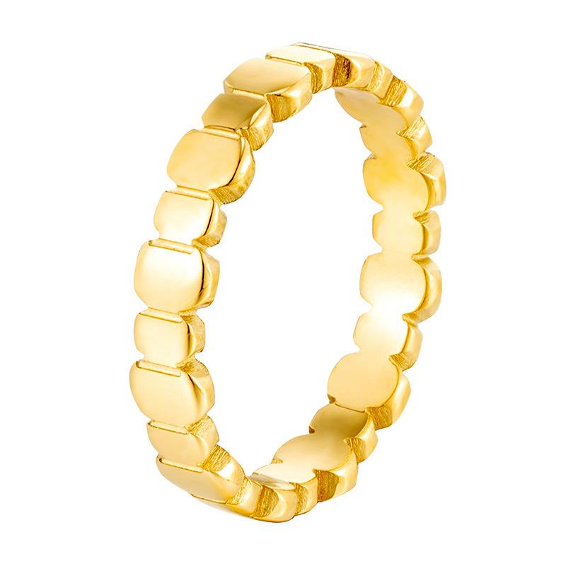 Small Sugar Cube Splicing Ring Women's Niche High-end Non-fading Ring, Titanium Steel Electroplated Jewelry