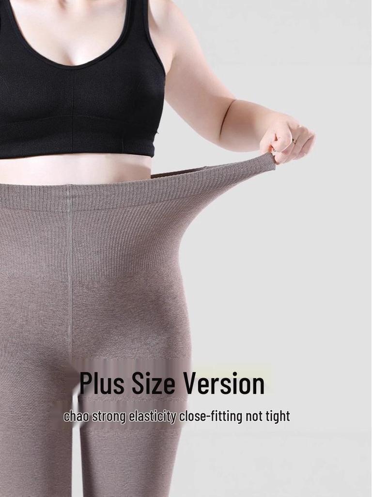 Women's Plus Size Warm Autumn/Winter Leggings: Velvet-Lined, Cotton, No Drooping, Fits Up To 200 Jin