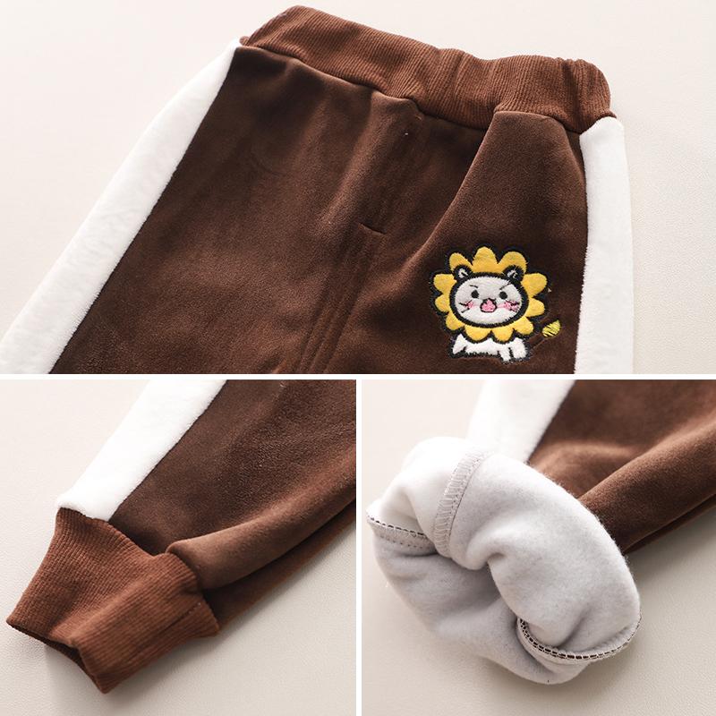 Baby Boys Clothing Set Autumn Winter Cartoon Thick Hooded Jacket Coat Pants 3Pc Suit for Kids Warm Outfits