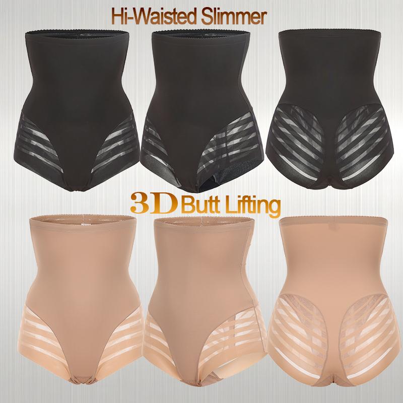 High Waist Tummy Control Panty Butt Lifter Body Shaper Waist Trainer See Through Briefs Slimming Underwear
