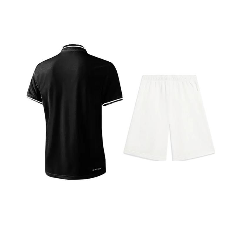 Li Ning Logo Print Simple Comfortable Sweat-Absorbing Quick-Drying Versatile Short Sleeve Polo Shirt Casual Sports Suit YPLV047-3+AKST593-7