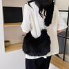 Yogodlns Candy Color Furry Dumpling Shoulder Bag Niche Design Pearl Chain Underarm Crossbody Bag Trendy Y2K Mini Handbag For Women