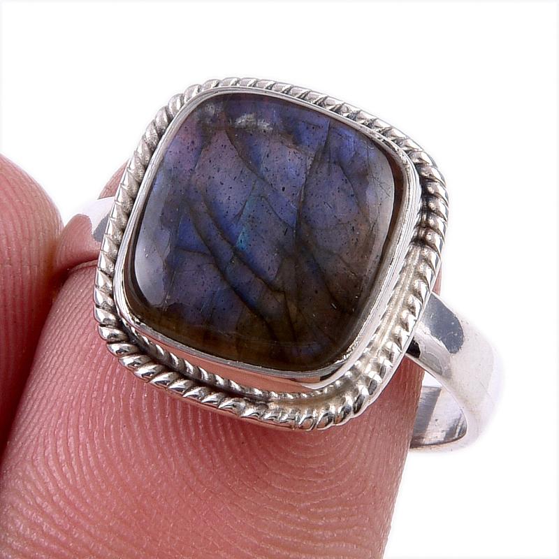 

Natural Labradorite Gemstone 925 Solid Sterling Silver Jewelry Ring Size 8 n8U88