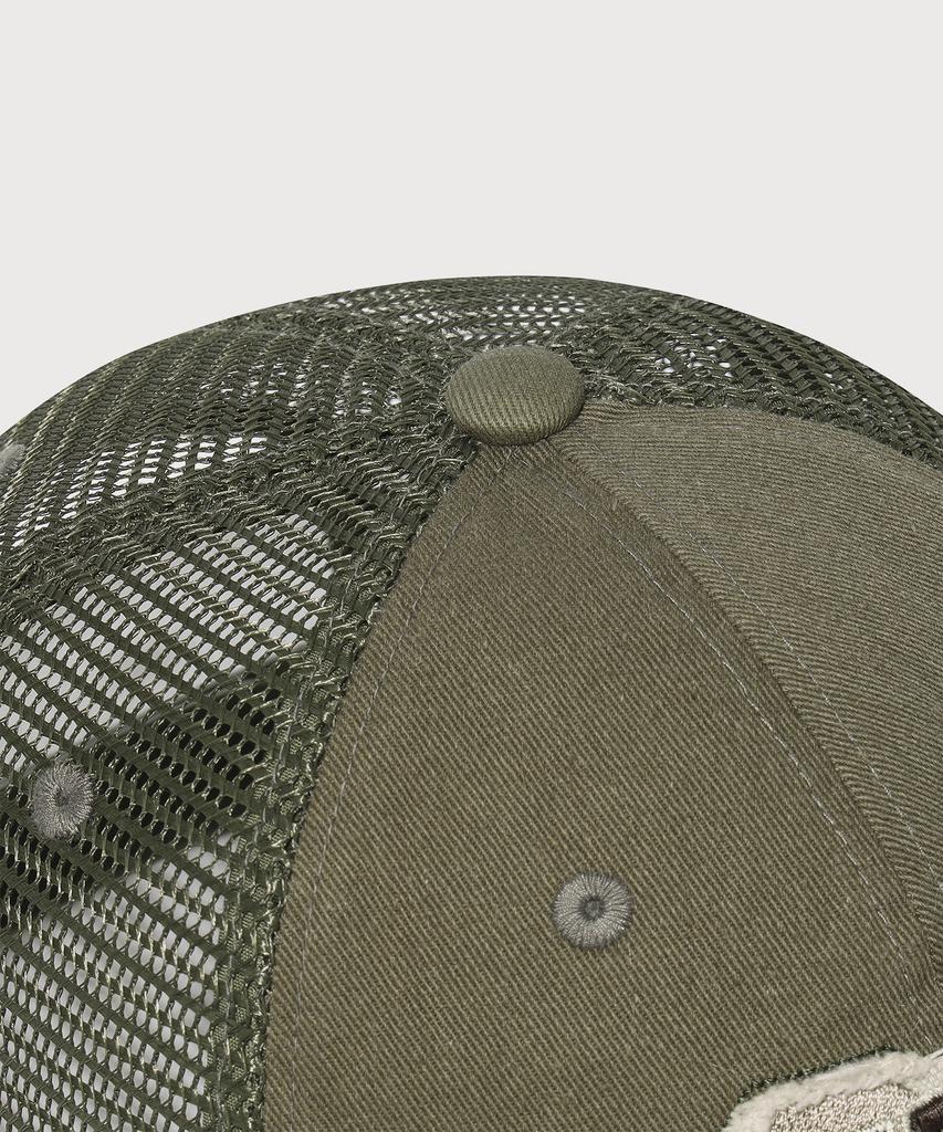 COVERNAT [Cozy Fit] Arch Logo Vintage Applique Trucker Cap Khaki