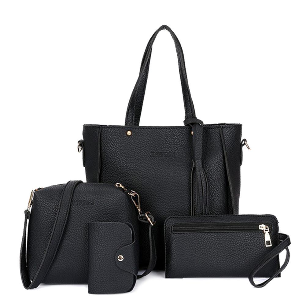 

4pcs/set Women Elegant Tote Bags Heavy Duty Multiple Colors Available Bag for Eyeglasses Phones Cosmetics чорний