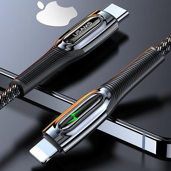 Usams Kabel Pleciony Usb-C Na Lightningsmart Power-Off 20W Pd Cable 1.2M Czarny/Black Sj518Usb01 (Us-Sj518)
