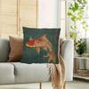 Traditional Japanese Koi Fish Decorative Pillowcase, Artistic Oriental Pattern Cushion Cover For Sofa Bedroom Office Decor