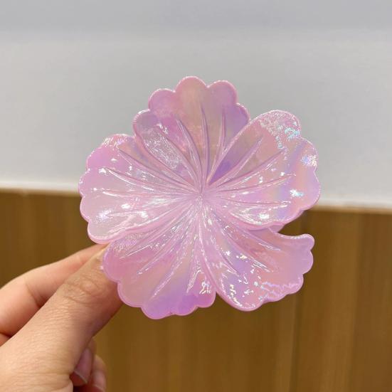 Women Hair Claw Flower Design Back Head Hair Clip Non-Slip Grip Bright Colors Shark Hair Claw Hair Accessory