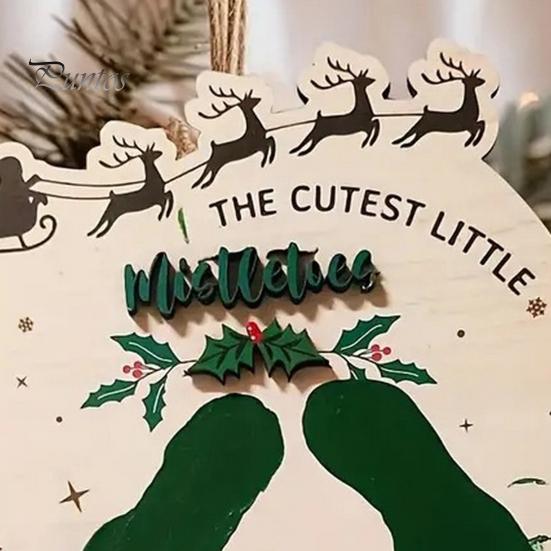 Baby First Christmas Footprint Board Infant Footprint Mistelzweige Holzschild DIY Neugeborene Jungen Mädchen Fußabdruck Kunst Handwerk Board Neue Mama Andenken Geschenk