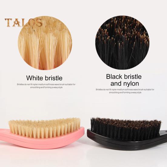Men Beard Brush with Ergonomic Handle Nylon Boar Bristle Curved Wave Beard Straightener Brush Home Salon Men Mustache Grooming Styling Tools