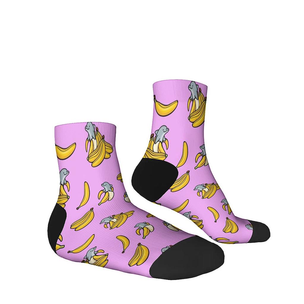 Cartoon Banana print pattern Soft breathable trend hip hop Versatile low-top men socks Suitable holiday gifts