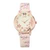 Orologio al quarzo da donna con cinturino in pelle analogico con quadrante rotondo floreale creativo